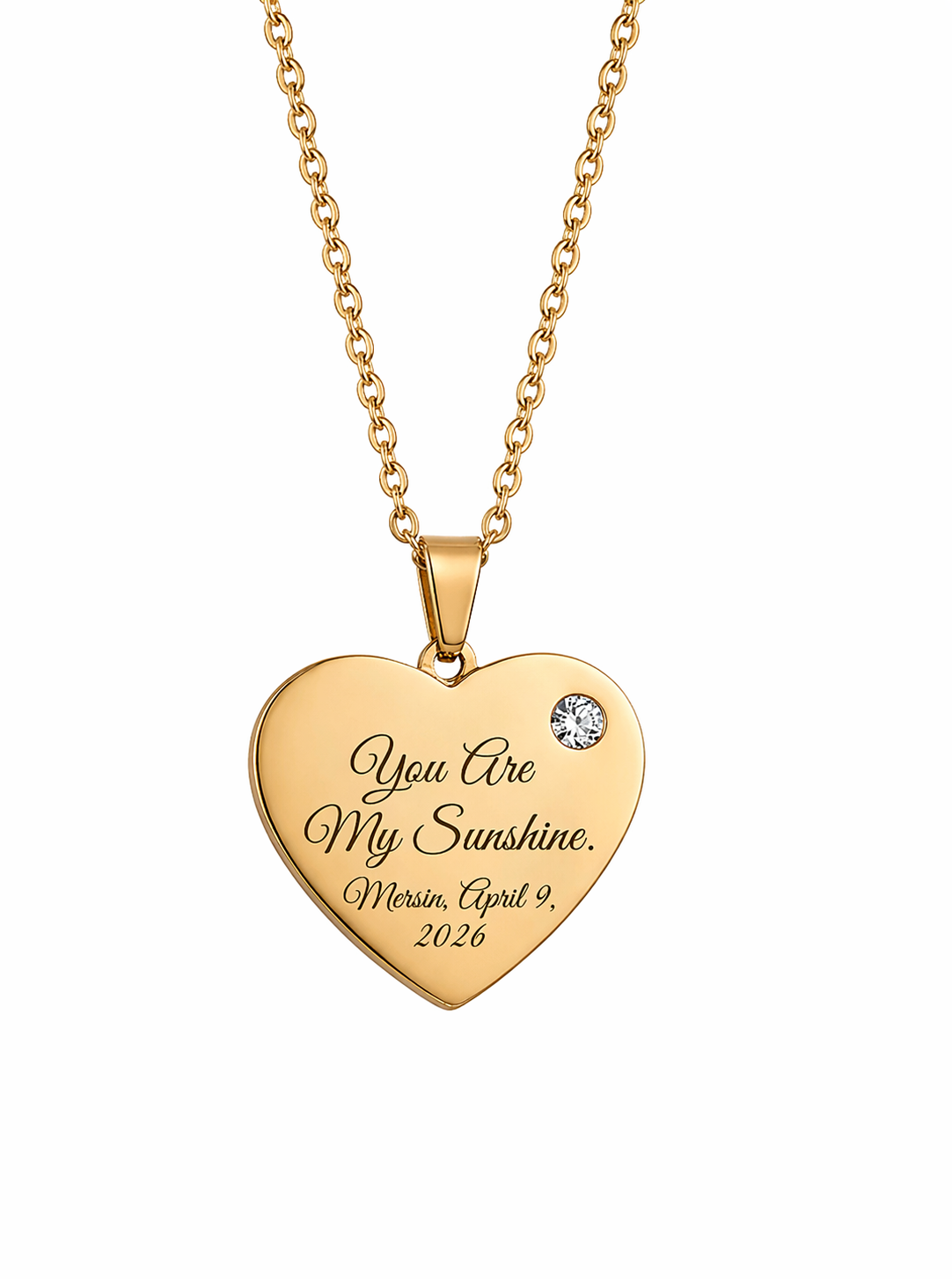 Kalp Taş Pırlanta Detaylı Kolye