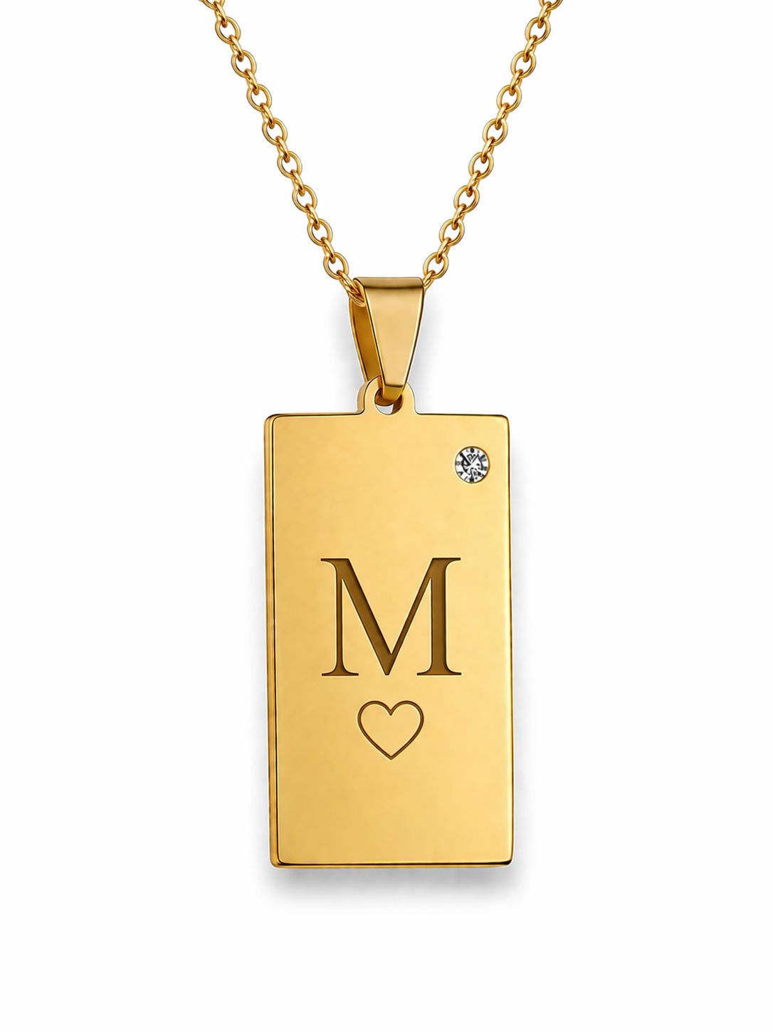 Dikdörtgen Taş Pırlanta Detaylı Kolye