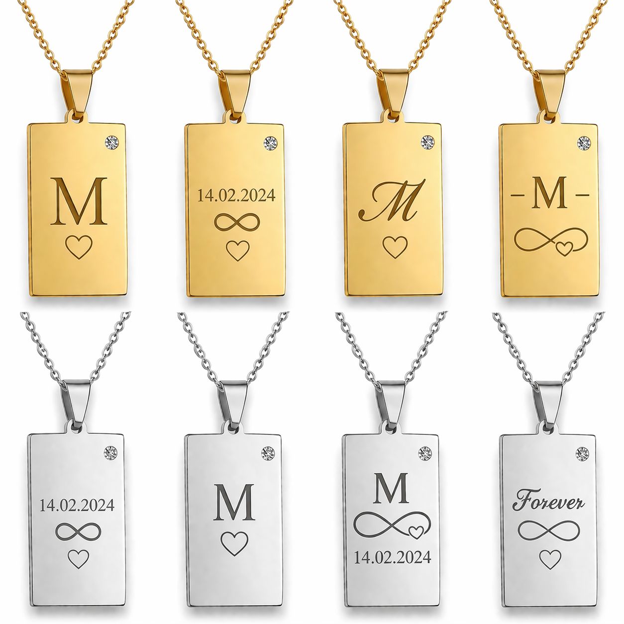 Dikdörtgen Taş Pırlanta Detaylı Kolye